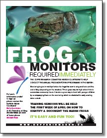 Frog Monitoring Training Starting Soon - Click for more information